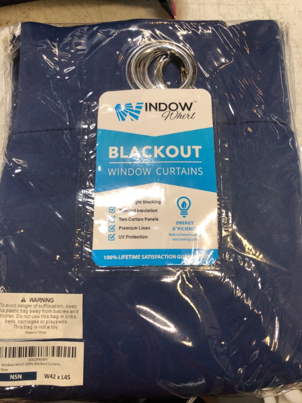 Photo 2 of 100% Blackout Window Curtains: Room Darkening Thermal Window Treatment with Light Blocking Black Liner for Bedroom, Nursery and Day Sleep - 2 Pack of Drapes, Night Sky Navy (45” Drop x 42” Wide Each)