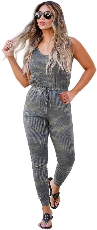 Photo 1 of Canvall Sleeveless Jumpsuits for Women, Casual Rompers & Overalls, Spaghetti Strap Stretchy Loose Romper with Sides Pockets, SIZE XL 