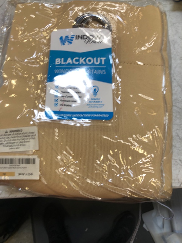 Photo 2 of 100% Blackout Window Curtains: Room Darkening Thermal Window Treatment with Light Blocking Black Liner for Bedroom, Nursery and Day Sleep - 2 Pack of Drapes, Sandstone (54” Drop x 42” Wide Each) Sandstone W42 x L54