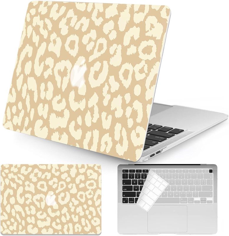 Photo 1 of Seorsok Compatible with MacBook Air 13 inch Case 2022 2021 2020 2019 2018 Release Model A1932 A2179 M1 A2337 with Touch ID and 2 Pack Keyboard Cover,Laptop Plastic Hard Shell- Beige Leopard Print