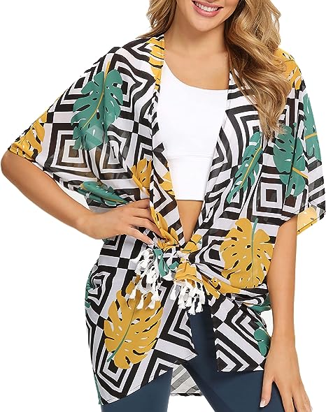 Photo 1 of AS ROSE RICH Kimonos for Women - Summer Swim Cover Up - Plus Size Floral Kimono Cardigan, SIZE L 