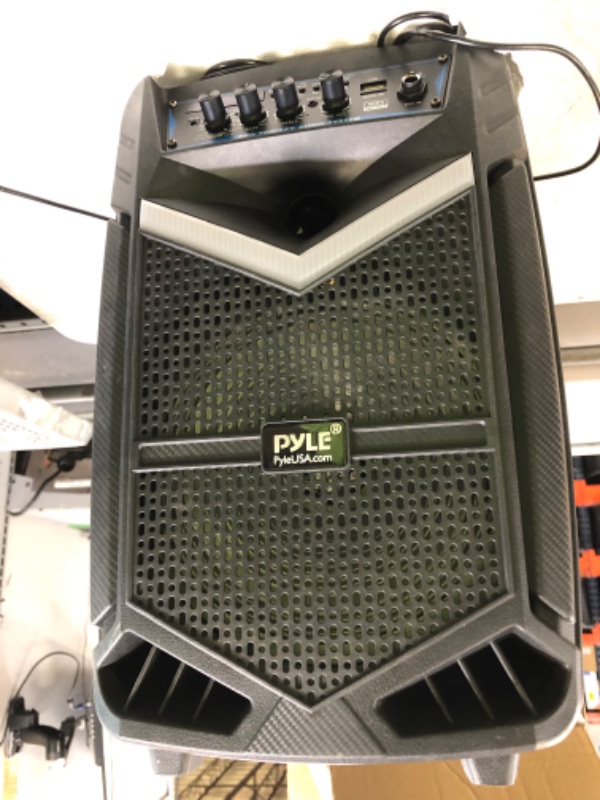 Photo 2 of 400W Rechargeable Outdoor Bluetooth Speaker Portable PA System w/ 8” Subwoofer 1” Tweeter, Recording Function, Mic In, Party Lights USB/SD, Radio - Pyle PPHP842B 8 in Speaker System