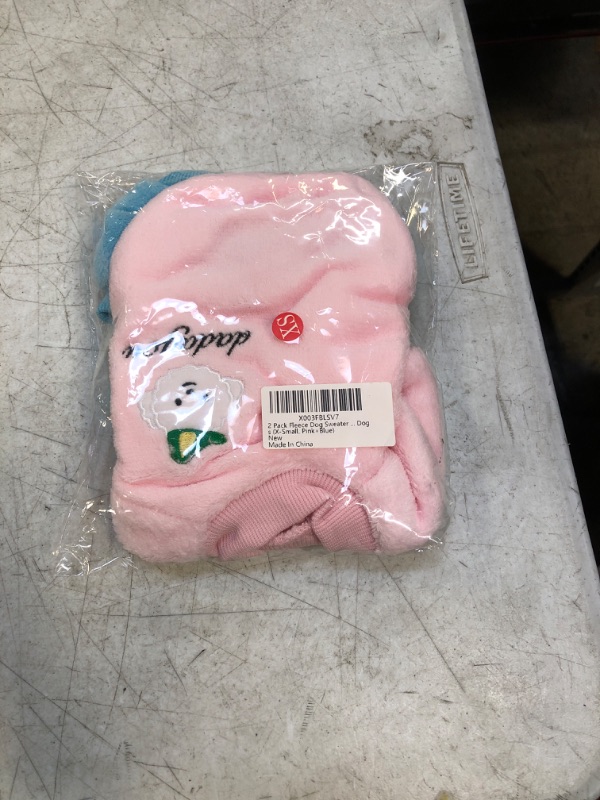 Photo 2 of 2 Pieces Small Dog Sweaters Chihuahua Fleece Clothes XXS~S Winter Warm Puppy Sweaters Boys Girls Tiny Dog Outfits for Teacup Yorkie Puppies Extra Small Breed Costume X-Small (Bust 10.23in) Pink+Blue