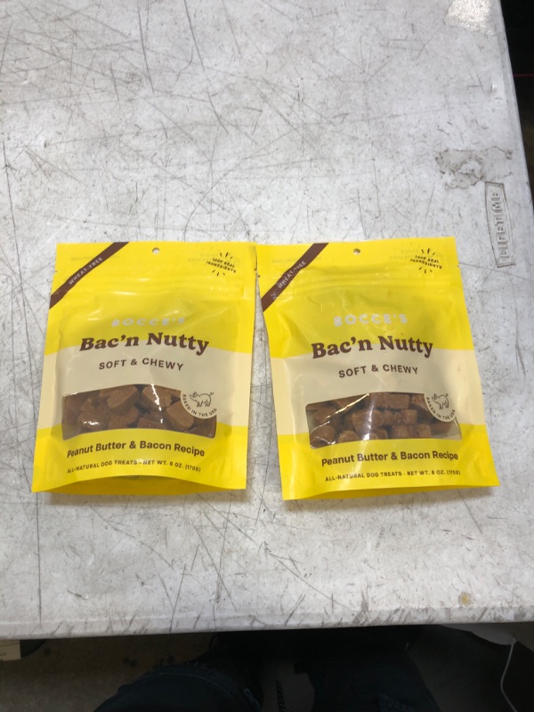 Photo 2 of Bocce's Bakery Oven Baked Bac'n Nutty Treats for Dogs, Wheat-Free Everyday Dog Treats, Made with Real Ingredients, Baked in The USA, All-Natural Soft & Chewy Cookies, PB & Bacon Recipe, 6 oz Bacon Nutty-- 2 PACK -- EXP 11/10/2024