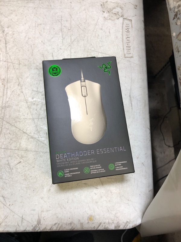 Photo 2 of Razer DeathAdder Essential Gaming Mouse: 6400 DPI Optical Sensor - Mercury White + Razer Mouse Grip Tape - Anti-Slip Grip Tape - Self-Adhesive Design