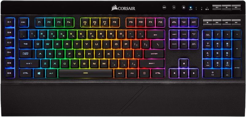 Photo 1 of CORSAIR K57 RGB Wireless Gaming Keyboard - <1ms response time with Slipstream Wireless - Connect with USB dongle, Bluetooth or wired - Individually Backlit RGB Keys, Black
