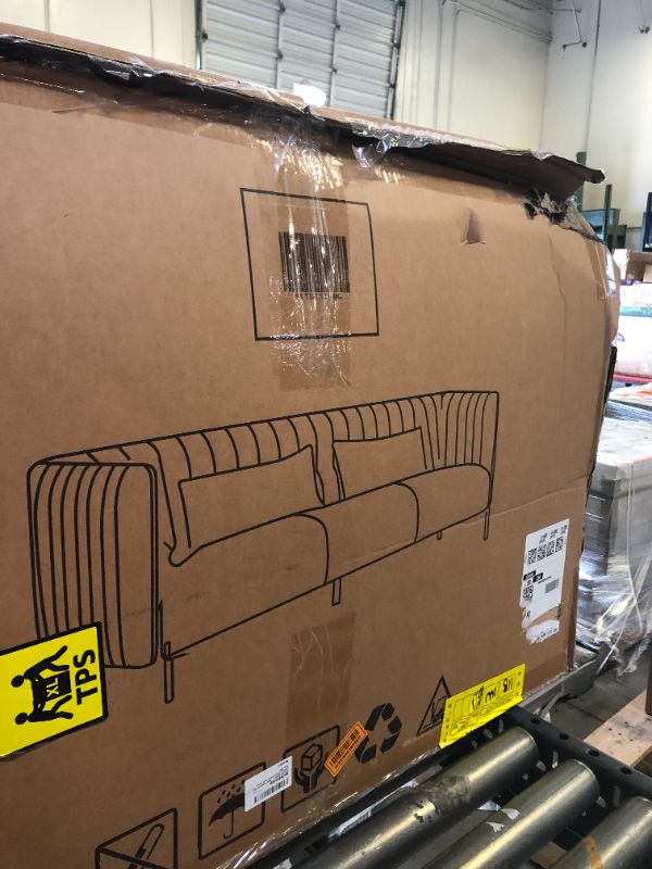 Photo 3 of Amazon Brand – Rivet Frederick Mid-Century Channel Tufted Velvet Sofa Couch, 77.5"W, Navy Blue Sofa Navy Blue