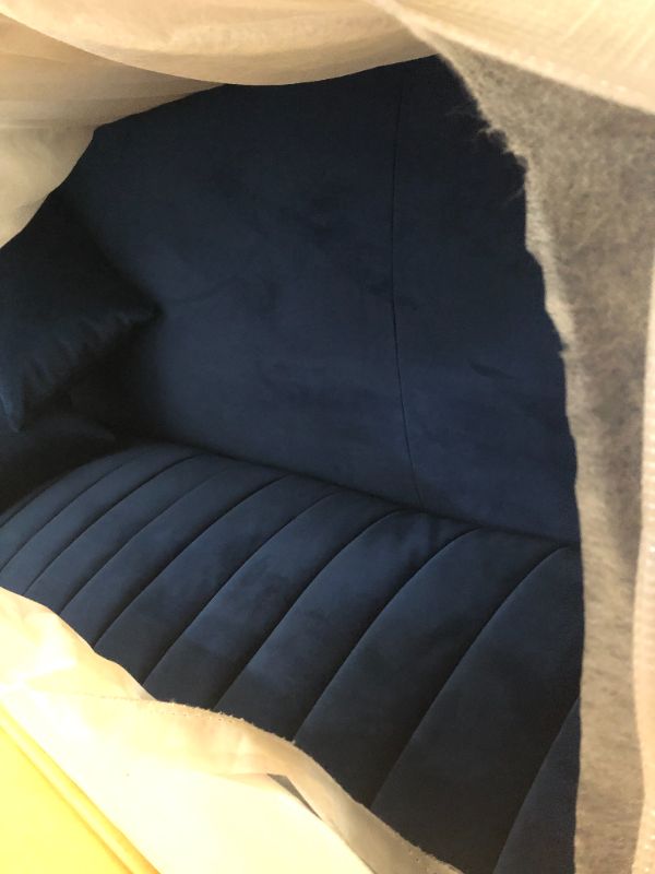 Photo 2 of Amazon Brand – Rivet Frederick Mid-Century Channel Tufted Velvet Sofa Couch, 77.5"W, Navy Blue Sofa Navy Blue