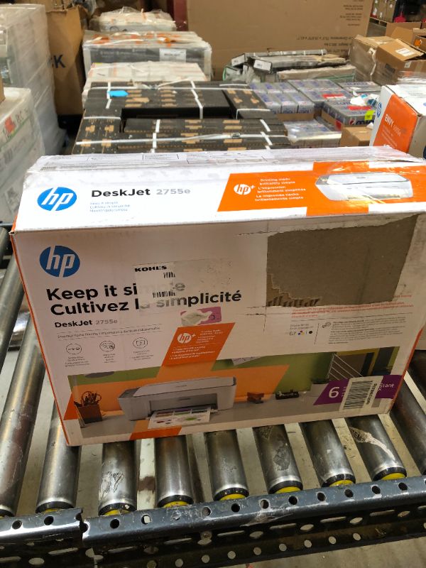 Photo 3 of HP DeskJet 2755e Wireless Color All-in-One Printer with bonus 6 months Instant Ink (26K67A), white