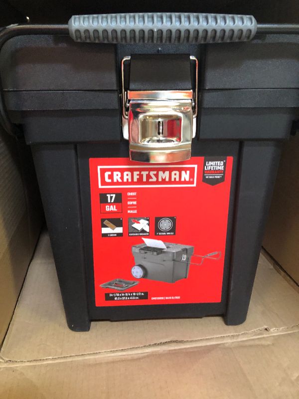 Photo 3 of CRAFTSMAN 15.2-in. Rolling Tool Box with Wheels, Black, Plastic, Lockable (CMST33026) 17 gallon Tool Box