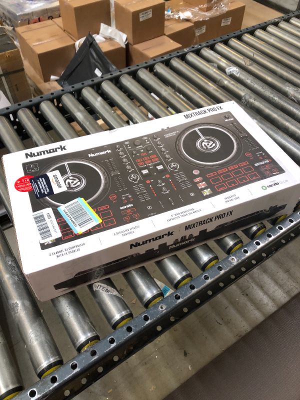 Photo 3 of DJ Controller & DMX Bundle - 2 Deck DJ Set with Capacitive Touch Jog Wheels & Audio Interface - Numark Mixtrack Pro FX & SoundSwitch DMX Interface 2 Decks DJ Controller + DMX Interface