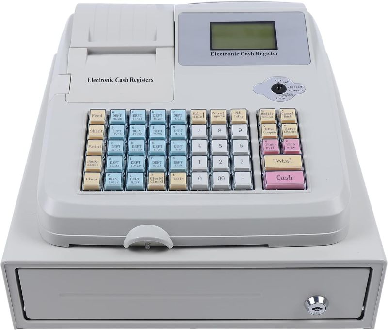 Photo 2 of SNKOURIN POS System Cash Register,Electronic Cash Register with Removable Cash Tray and Thermal Printer,Small Square Money Drawer Multifunction Cash Register for Small Business/Retail/Restaurant Style2