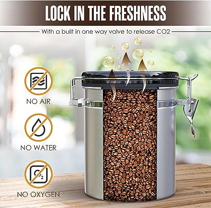 Photo 1 of 
Houseables Coffee Canister, Espresso Container, Airtight Storage, Stainless Steel,16 Oz Ground Bean Tin, Beans Keeper Jar, CO2 Valve, Date Tracker, Grounds Canisters, Nuts, Sugar
