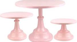 Photo 1 of 3 Pcs Pink Cake Stands Set Round Metal Cupcake Display Stand Serving Platter for Dessert Table Weedings Celebration Birthday Baby Showers Anniversary Parties