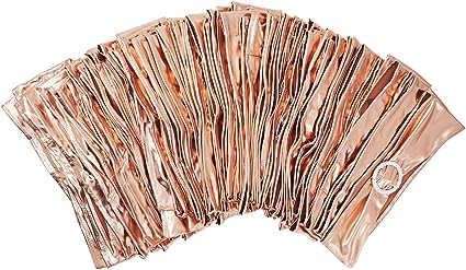 Photo 1 of 100 Pack Rose Gold Chair Sashes with Silver Buckles for Wedding Reception, Baby Shower, Birthday Party, Fits 13.5- to 16.5-Inch Chair Backs