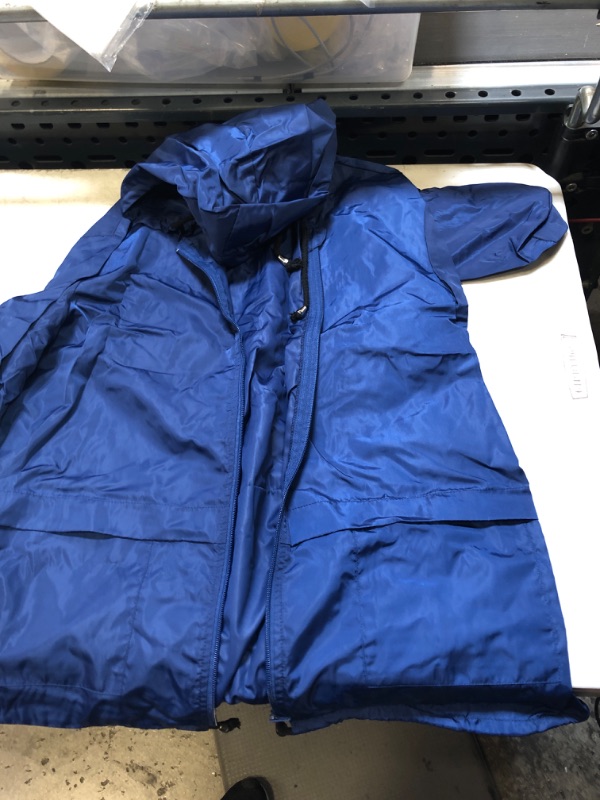 Photo 1 of Avoogue Outdoor Raincoat, Lightweight Rain Jacket Waterproof with Hood, Fashion Windbreaker Long Trench Coat for Adults Women size large 