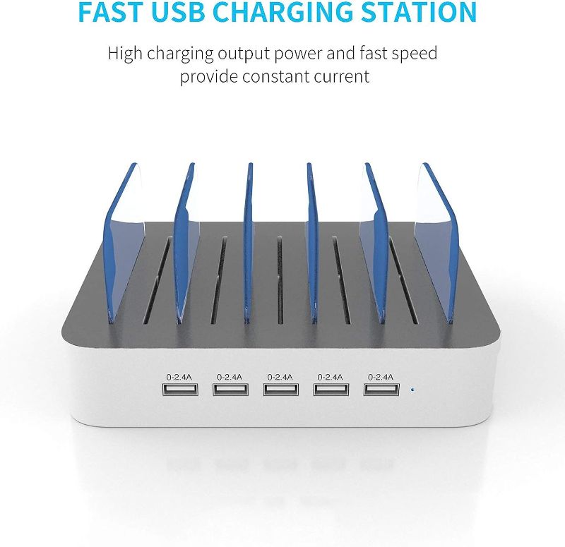 Photo 1 of Charging Station for Multiple Devices, MSTJRY 5 Port Multi USB Charger Station with Power Switch Designed for iPhone iPad Cell Phone Tablets 