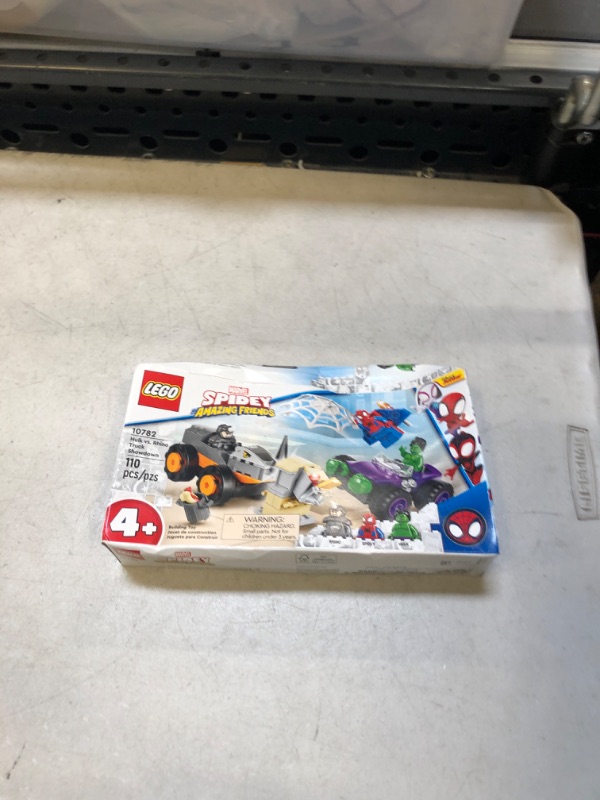 Photo 2 of LEGO Spidey Amazing Friends Hulk vs. Rhino Truck Showdown 110 Piece Building Set (10782)