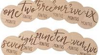 Photo 1 of Kate & Milo Baby Monthly Milestone Marker Discs, Reversible Photo Props, Baby Growth and Pregnancy Growth Cards, 1-12 Months, Gender-Neutral Gift, Classic Cursive Script Wooden Discs
