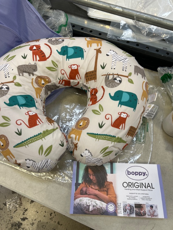 Photo 2 of Boppy Nursing Pillow Original Support, Neutral Jungle, Ergonomic Nursing Essentials for Bottle and Breastfeeding, Firm Hypoallergenic Fiber Fill, with Removable Nursing Pillow Cover, Machine Washable
