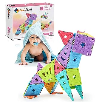 Photo 1 of Hurtle Magnetic Building Blocks for Kids - Preschool Learning Toys Shapes Block Educational Magnet Tiles Kids Toy Set - Durable Non-Toxic Magnetic Blocks for Toddlers 6 Months & Up HURBT46 (46 pcs)
