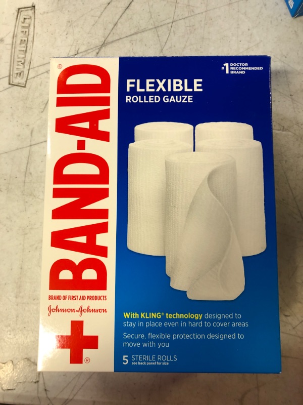 Photo 3 of Band-Aid Brand of First Aid Products Flexible Rolled Gauze Dressing for Minor Wound Care, Soft Padding and Instant Absorption, Sterile Kling Rolls, 4 Inches by 2.1 Yards, Value Pack, 5 ct