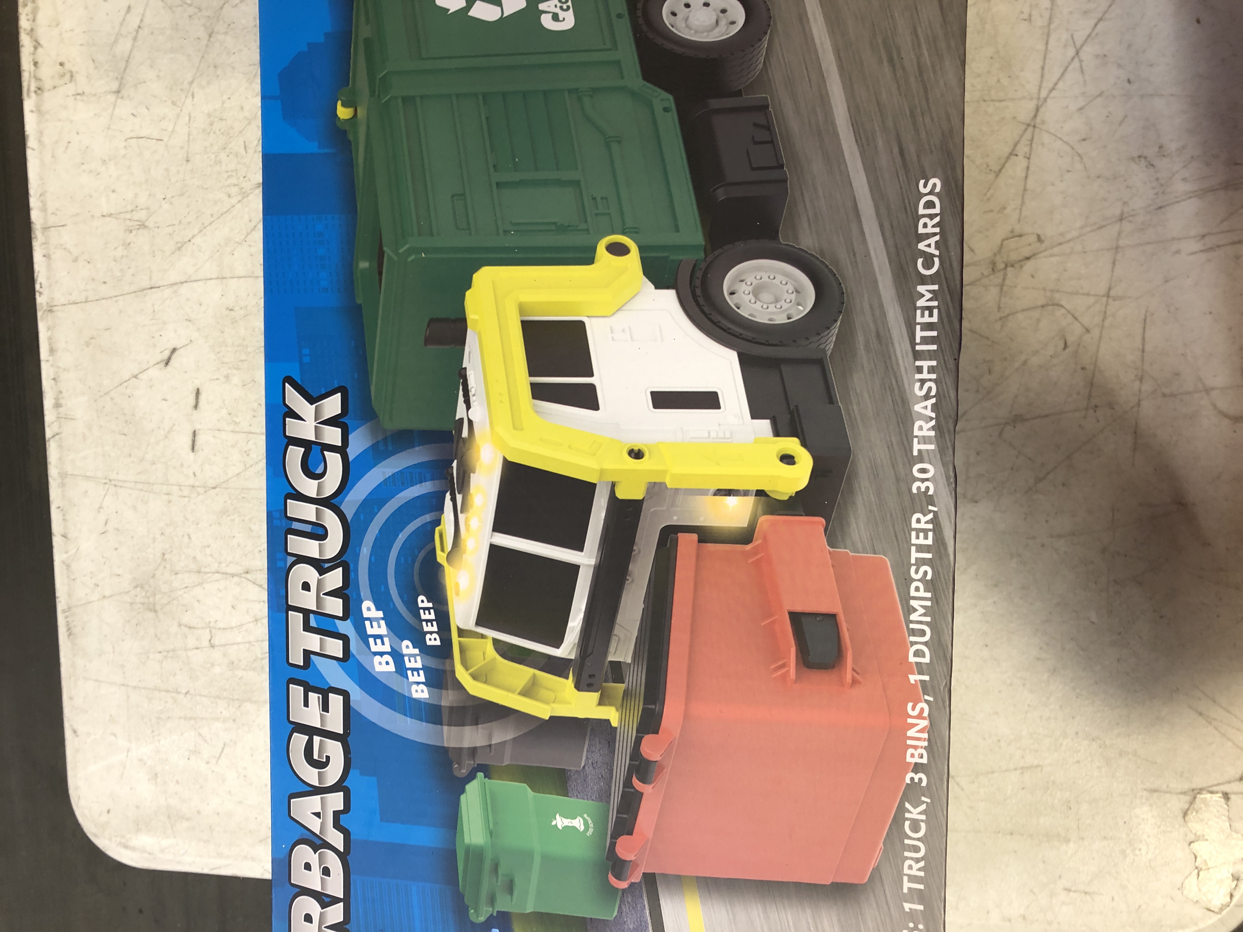 Photo 3 of JOYIN Toys for 3+ Yesrs Old Boys, 16" Large Garbage Truck Toy, Friction Powered Waste Management Garbage Truck with Lights and Sounds, Front Load Dumpster, Trash Bins with Trash Cards, Toddlers Gifts