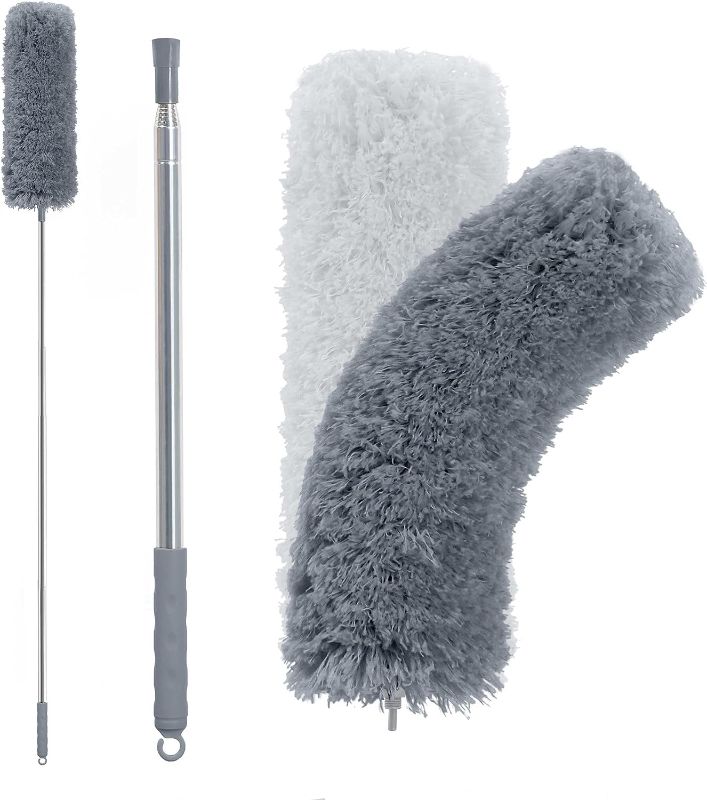 Photo 1 of  Microfiber Duster with Extension Pole, 100" Long Handle Duster, Bendable Head, Duster for Cleaning Ceiling Fan, High Ceiling, Dark Grey