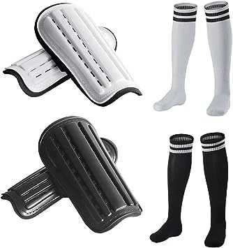 Photo 1 of 2 Pairs Soccer Shin Guards & 2 Pairs Soccer Socks for Adults and Teenagers, Protective Gear Soccer Equipment for Kids, Boys, Girls
