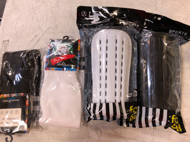 Photo 2 of 2 Pairs Soccer Shin Guards & 2 Pairs Soccer Socks for Adults and Teenagers, Protective Gear Soccer Equipment for Kids, Boys, Girls
