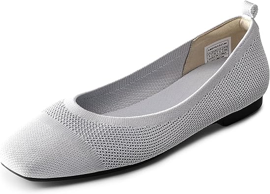 Photo 1 of BURUDANI Knit Ballet Flat for Women, Comfortable Square Toe Mesh Flats for Casual Dressy Work Office Shoes
