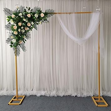 Photo 1 of  Wedding Arches for Ceremony, Yellow Wedding Arch Backdrop Stand, Square Metal Balloon Arch Stand Garden Arbor Frame for Wedding Birthday Party