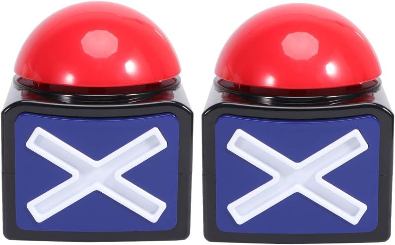 Photo 1 of 2Pcs Game Buzzer, Alarm Buttons with Sound and Light Red Game Buzzers Funny Quiz Contest Answer Button Game Show Party Props for Kids Adult Family Feud Game?Recommended Age Range: 12M+?
