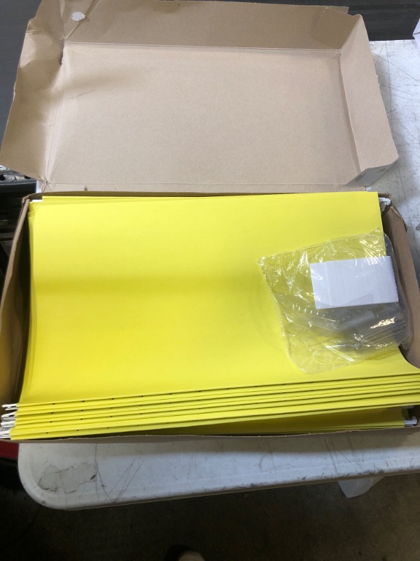 Photo 2 of Pendaflex Recycled Hanging Folders, Legal Size, Yellow, 1/5 Cut, 25/BX (81626) Yellow Legal Folders