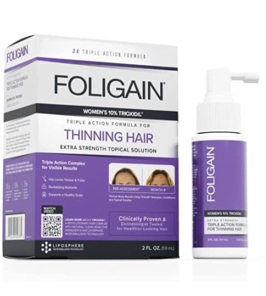 Photo 1 of Foligain Triple Action Complete Formula, Volumizing Hair Formula for Thinning Hair, Hair Formula for Women with 10% Trioxidil, 2 Fl. Oz. 1 PCK