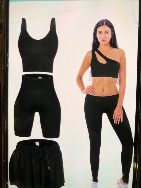 Photo 1 of BONUCI 5 PCS WOMENS WORKOUT SET GYM OUTFIT BLACK SMALL