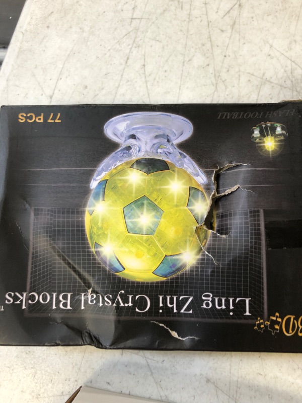 Photo 1 of Joyfia 3D Crystal Puzzle, Soccer Ball Puzzle Model Toy, Fun Brain Teaser Jigsaw Puzzles Game Gifts Toy for Adults Kids Family, for Ages 8+ (77 Piece, Black & Transparent)

