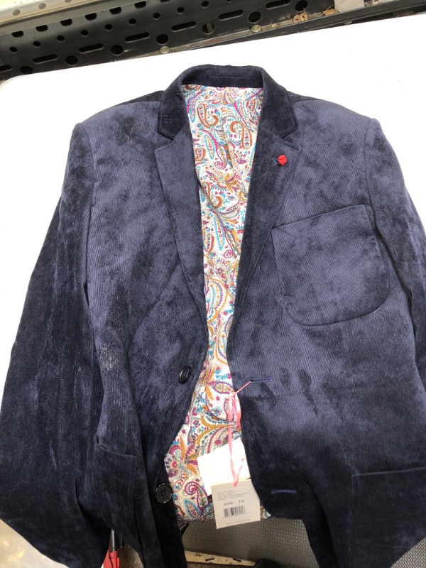 Photo 1 of Isaac Mizrahi Slim Fit Boy's Contrast Corduroy Blazer size 18 ( ITEM NEEDS WASHING ) 
