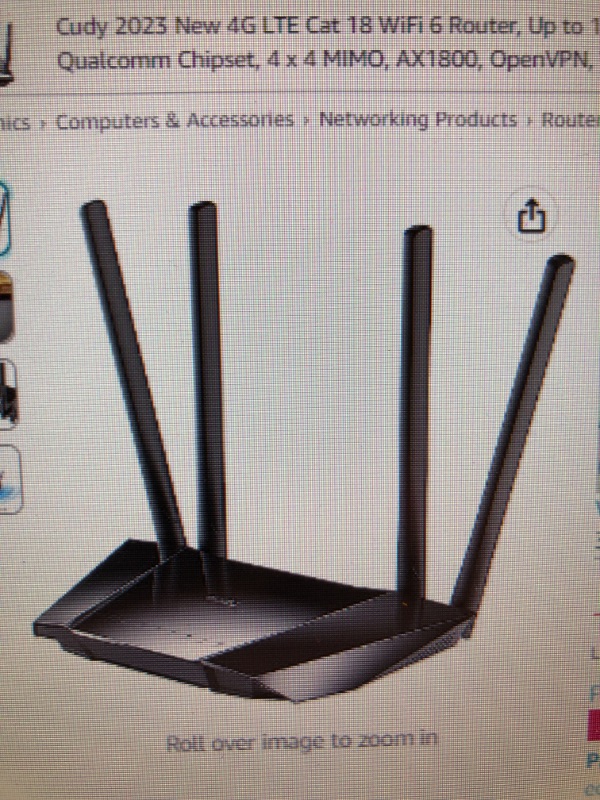 Photo 1 of Cudy N300 WiFi Unlocked 4G LTE Modem Router with SIM Card Slot, 300Mbps WiFi, LTE Cat4, EC25-AFX Qualcomm Chipset, 5dBi High Gain Antennas, FDD, DDNS, VPN, Cloudflare, Plug and Play, LT400