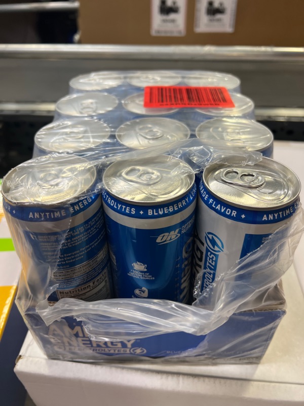 Photo 2 of   exp 11-02-2023------------Optimum Nutrition Amino Energy Drink + Electrolytes for Hydration - Sugar Free, Amino Acids, BCAA, Keto Friendly, Sparkling Drink - Blueberry Lemonade, Pack of 12 (Packaging May Vary) Blueberry Lemonade 12 Count (Pack of 1)