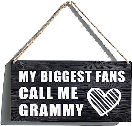 Photo 1 of Agriism Grammy Sign Gift Farmhouse My Biggest Fans Call Me Grammy Wooden Hanging Sign Rustic Retro Wall Art Decor for Home Decoration 12 x 6 Inches