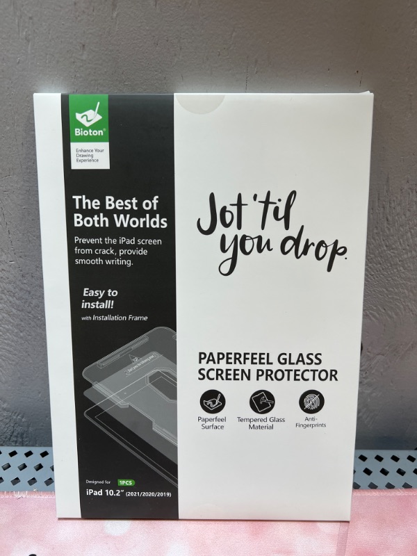 Photo 2 of Bioton Paperfeel Glass Screen Protector Compatible with iPad 9th Generation/iPad 8th Generation/iPad 7th Generation (iPad 10.2 Inch) [Auto-Alignment Tool]...