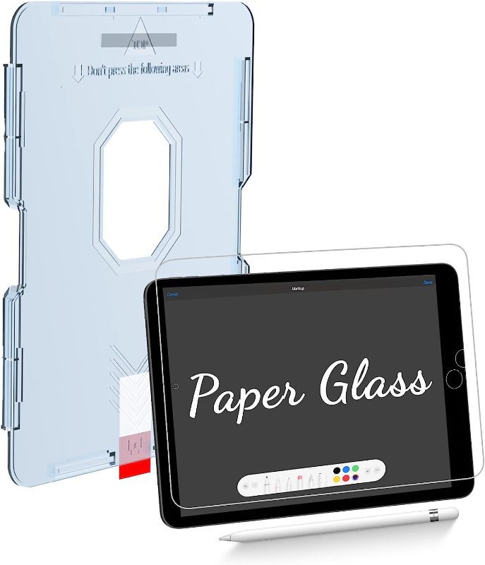 Photo 1 of Bioton Paperfeel Glass Screen Protector Compatible with iPad 9th Generation/iPad 8th Generation/iPad 7th Generation (iPad 10.2 Inch) [Auto-Alignment Tool]...