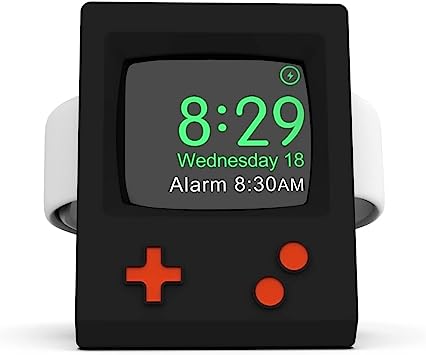 Photo 1 of MayFull M3 Apple Watch Stand Compatible with iWatch Series 8/SE2/7/6/SE/5/4/3/2/1 (45mm, 44mm, 42mm, 41mm, 40mm, 38mm) Gameboy Design-Support Night Stand Mode (Black)