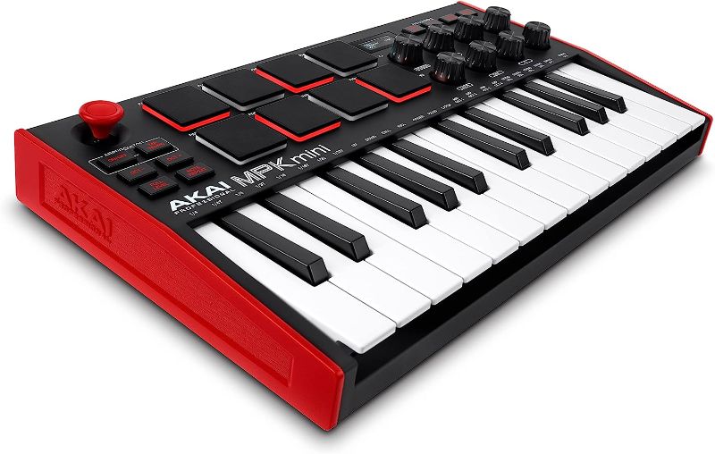 Photo 1 of AKAI Professional MPK Mini MK3 - 25 Key USB MIDI Keyboard Controller With 8 Backlit Drum Pads, 8 Knobs and Music Production Software Included
