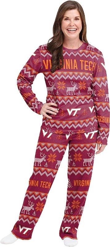 Photo 1 of FOCO Women's NCAA College Team Ugly Pattern Matching Set Family Holiday Pajamas SIZE L 
