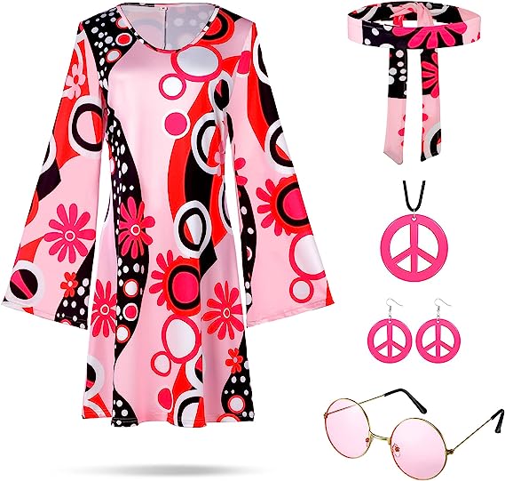 Photo 1 of   size xxxl     70s Women Hippie Costume Accessories Pink Hippie Disco Outfit for Available, Bottom Boho Flared Pants Hippie Shirt