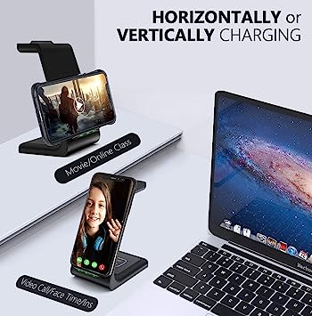 Photo 1 of Wireless Charging Station 3 in 1, Fast 15W Wireless Charging Dock Stand for Phone 14 13 12 11/Pro/XS/XR, Watch 7/6/5/4/3/2, AirPods 3/2/Pro