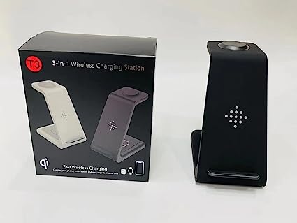 Photo 2 of Wireless Charging Station 3 in 1, Fast 15W Wireless Charging Dock Stand for Phone 14 13 12 11/Pro/XS/XR, Watch 7/6/5/4/3/2, AirPods 3/2/Pro