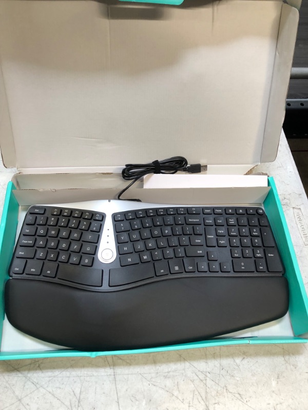 Photo 2 of Nulea Ergonomic Keyboard, Wired Split Keyboard with Pillowed Wrist and Palm Support, Featuring Dual USB Ports, Natural Typing Keyboard for Carpal Tunnel, Compatible with Windows/Mac